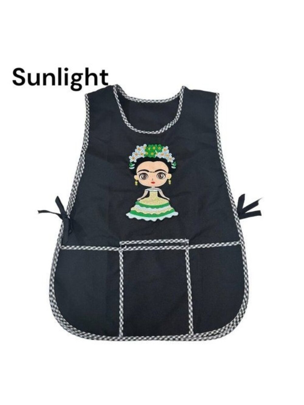 Apron Women Classic Embroidered Mexican Artisan Frida Embroidered One Size  -NEW